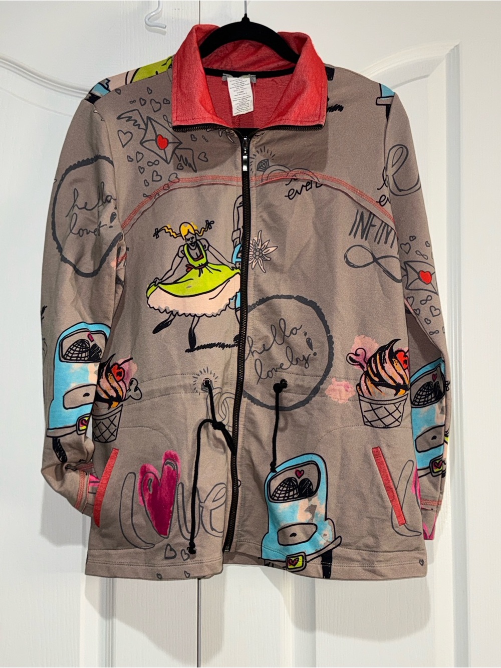 Dolcezza Simply Art Graphic Wearable Art Full Zip Jacket - Size Small